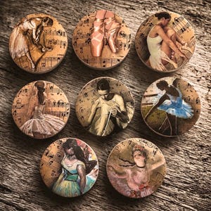 Handpainted Ballet Dancer Cabinet Knobs, Vintage Music Sheet Drawer Pulls (Set of 8)