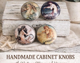 Vintage Mermaid Cabinet Knobs – Handmade Coastal Drawer Pulls