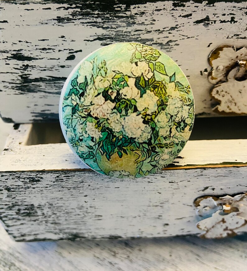 Van Gogh Art Theme Handmade Wood Cabinet Knobs Drawer Pulls Set of 6 image 4