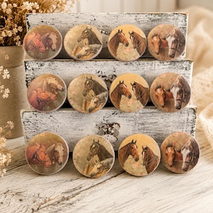 HORSE Cabinet Knobs Handmade Wood Drawer Pulls Set Rustic Farmhouse Western Ranch