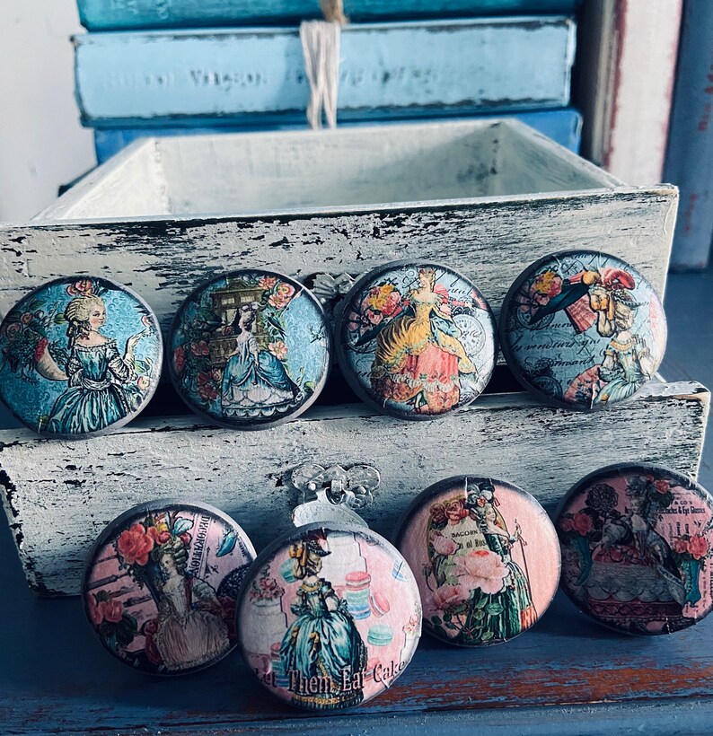 Shabby French Country Knobs Drawer Pulls Set of 8 Etsy