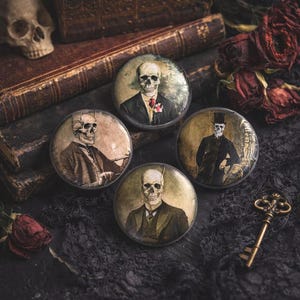 Gothic Gentleman Skeleton Skull Cabinet Knobs Drawer Pulls Set of 4