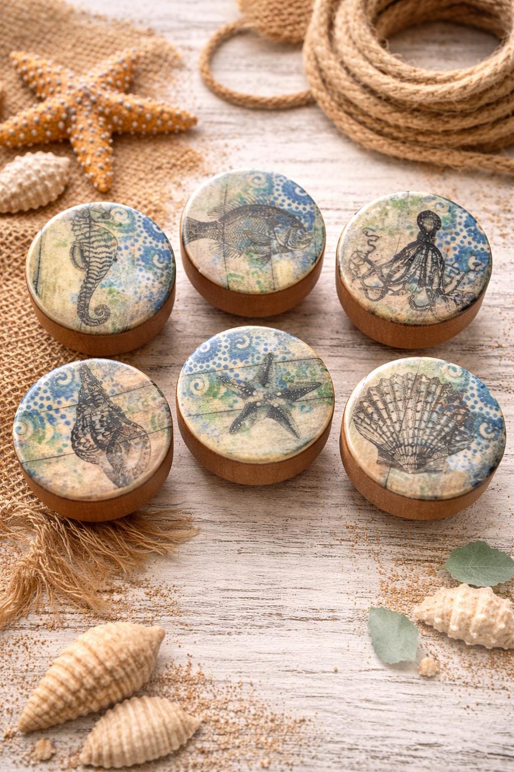 beach themed dresser knobs Frosted Turquoise Beach Glass Drawer Pulls & Cabinet Knobs main image 1
