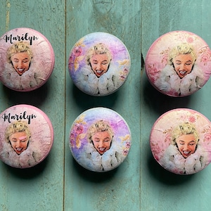 Marilyn Monroe Cabinet Knobs Drawer Pulls Set of 6 - Hollywood Icon