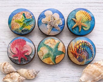 Handcrafted Beach House Cabinet Knobs - Wood Drawer Pulls - Coastal -