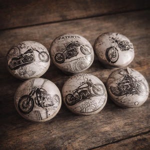 Vintage Motorcycle Cabinet Knobs Set of 6 – Rustic Industrial Drawer Pulls – Biker Dresser Knobs – Man Cave