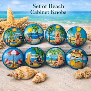 Retro Surf Beach House Cabinet Knobs - Handmade Wood Drawer Pulls