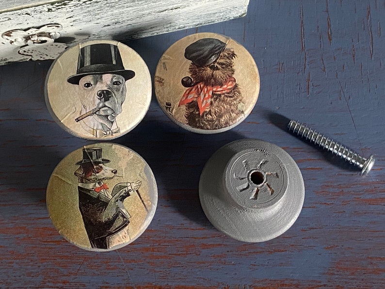 Vintage Dogs Whimsical Wood Knobs Drawer Pulls Etsy
