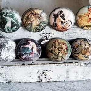 Vintage Mermaid Theme Handmade Cabinet Knobs Drawer Pulls Set of 8