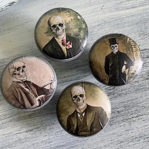 Gothic Gentleman Skeleton Skull Cabinet Knobs Drawer Pulls Set of 4