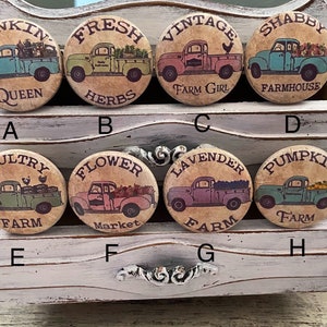 Shabby Farmhouse Truck Cabinet Knobs Drawer Pulls Set of 8- Handmade Vintage Theme
