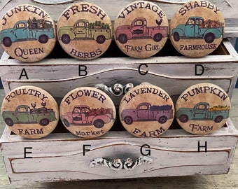 Shabby Farmhouse Truck Cabinet Knobs Drawer Pulls Set of 8- Handmade Vintage Theme