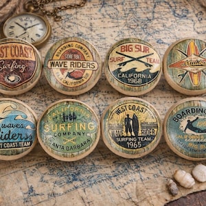 Retro Beach House Cabinet Knobs - Handmade Wood Drawer Pulls