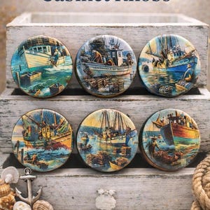 Nautical Cabinet Knobs – Coastal Fishing Boat Drawer Pulls – Vintage Maritime Dresser Knobs – Beach House