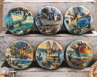 Nautical Cabinet Knobs – Coastal Fishing Boat Drawer Pulls – Vintage Maritime Dresser Knobs – Beach House