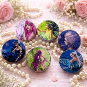 Hand-Painted Wood Fairy Cabinet Knobs, Whimsical Cottagecore Drawer Pulls, Fantasy Decor