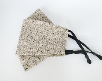Mascarilla facial 3D de origami / Carey / Textiles japoneses / Algodón de calidad / Bolsillo para filtro / Mascarilla antivaho / Filtros incluidos / 2 capas
