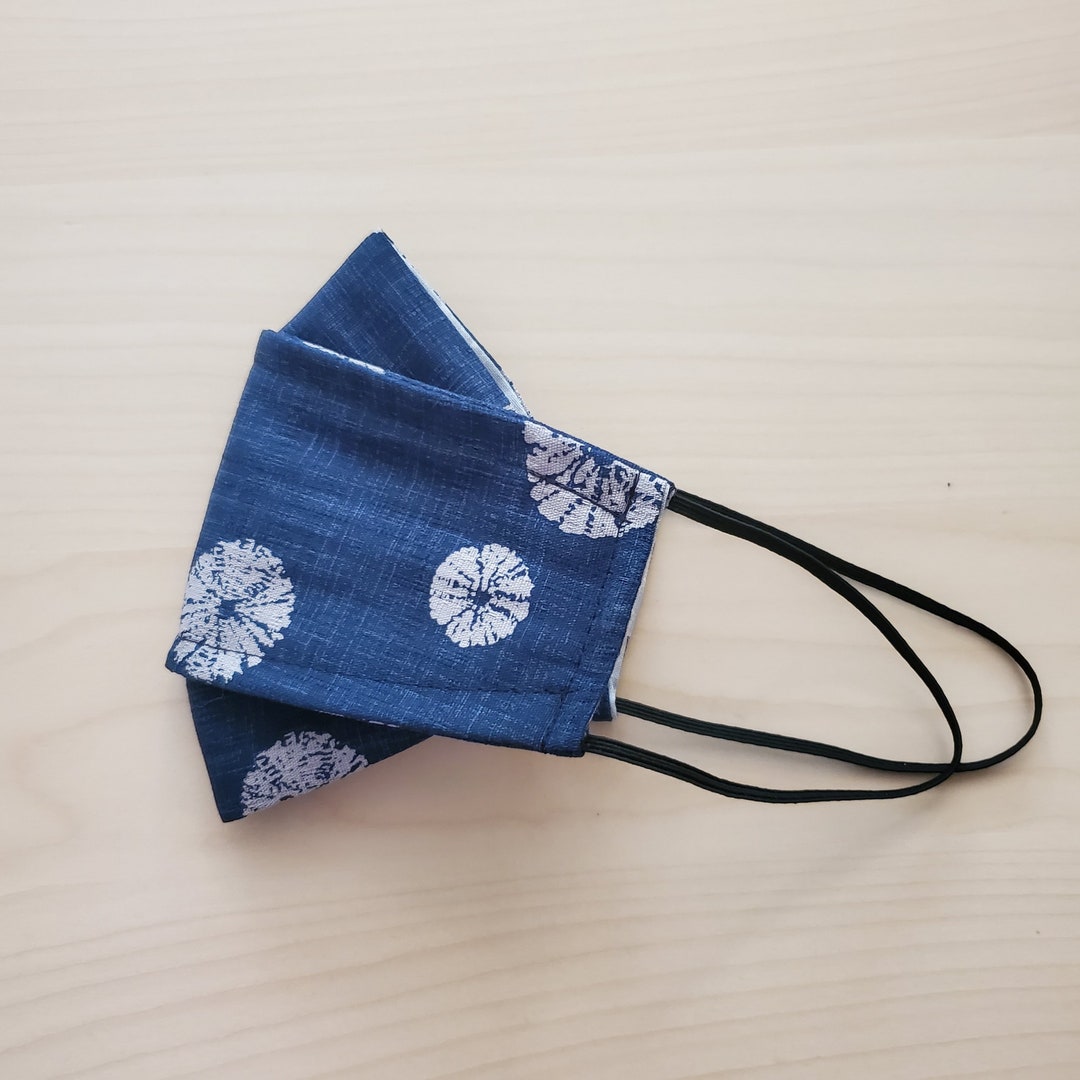 3D Origami Face Mask Sand Dollar Blue Japanese Textiles Quality Cotton