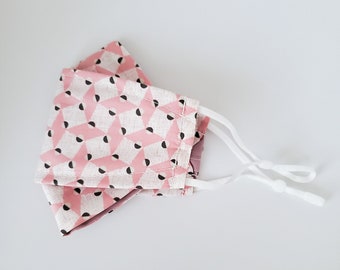 3D Origami Face Mask | Pink Blocks Mask| 2 Layer Mask| Quality Poplin Cotton| Filter Pocket | No Fog Mask | FREE Filter Inserts