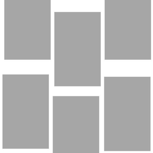 May include: A set of six gray picture frames in various sizes, arranged in a staggered pattern.