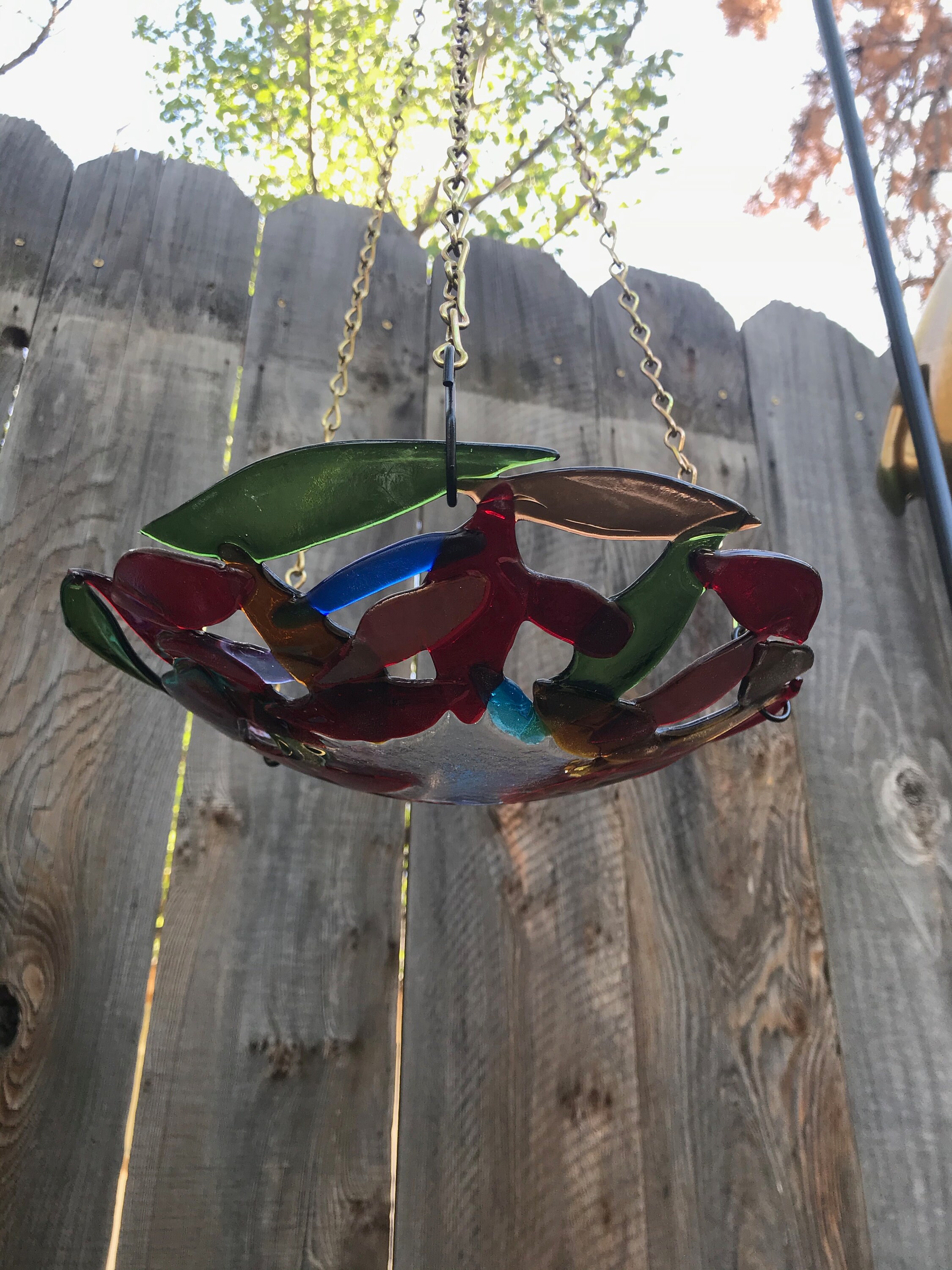 Fused Glass Bird Feeder/bird Bath Etsy
