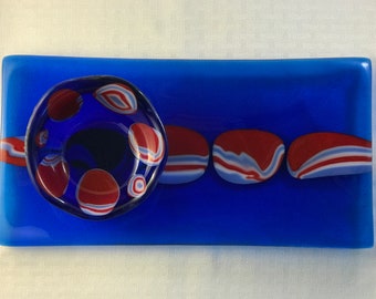 Fused Glass Chip & Dip Set in Red, White and Blue