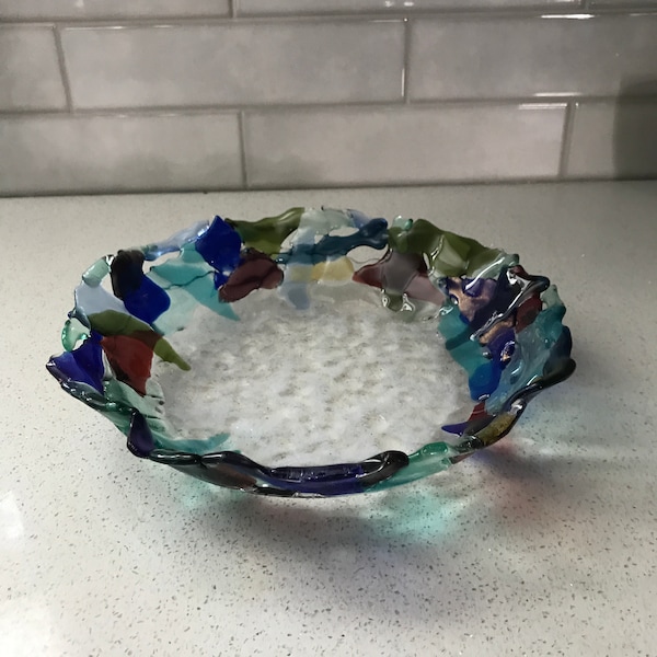 Fused Glass Bird Feeder/Bird Bath