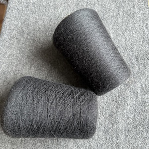Cashmere silk yarn on cone, machine knitting yarn, dark gray cashmere yarn,  per cone