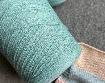 Turquoise cashmere yarn, mint yarn on cone, baby knitting yarn, mouline hand knitting yarn, per cone