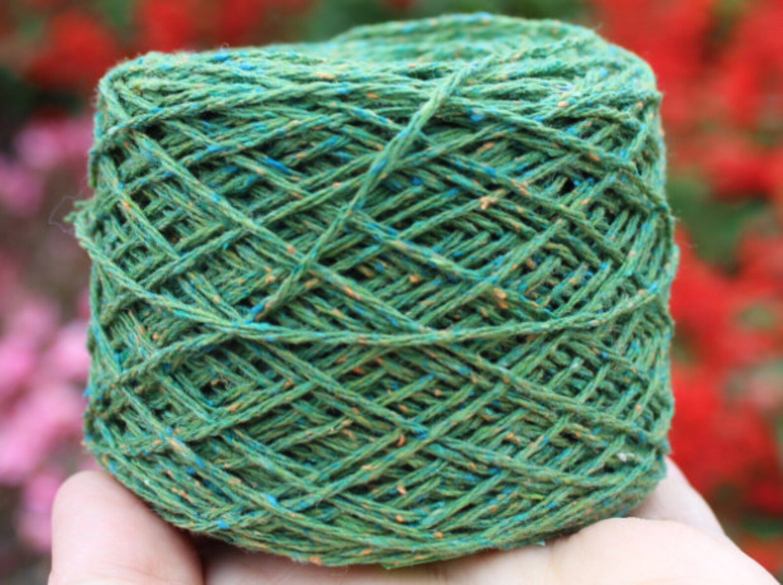 Merino silk tweed yarn on cone green tweed Donegal like Etsy