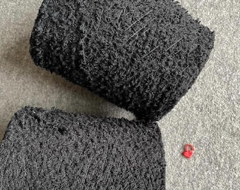Black cashmere fur yarn on cone, black fantasy yarn, grass hand knitting yarn,  per cone