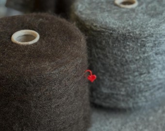 Brushed yak alpaca fiber yarn on cone, Yak Wool, Natural Mongolian Yak Yarn,  Undyed Natural Colour Yak Wool Yarn per cone