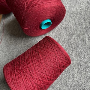 Cashmere yarn on cone, russet red yarn, lace weight yarn, machine knitting yarn, Todd Duncan weaving cashmere, per cone