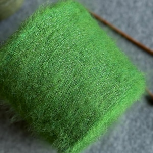 Brushed alpaca with silver lurex fiber yarn on cone, alpaca Wool, Natural fluffy yarn, green alpaca yarn, per cone