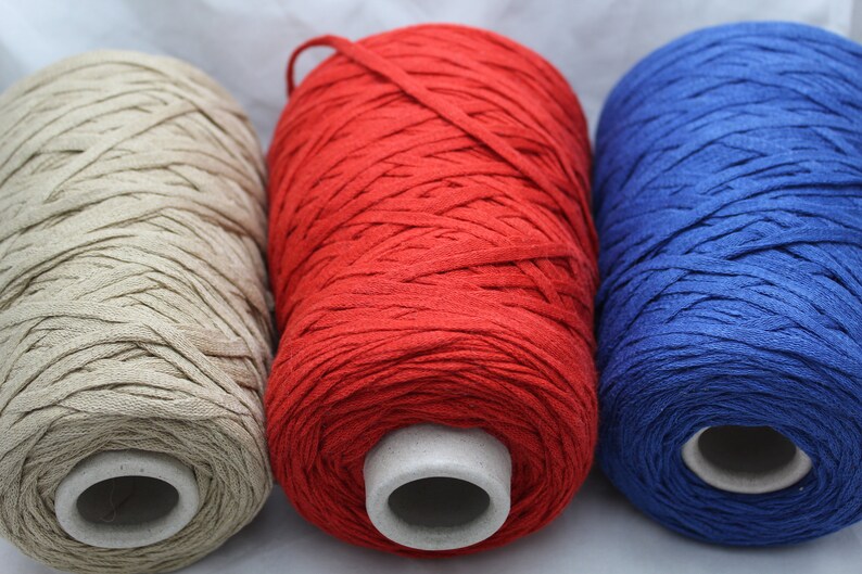 Linen cotton ribbon yarn on cone flax yarn hand knitting Etsy