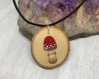 Necklace Chakra colours Unique Mandala designs Handpainted wood slice pendant Three wood slice layers Quirky Wooden Birthday gift.