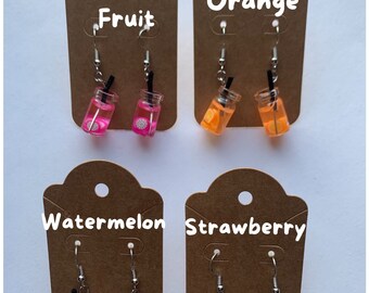Fruity Cocktail Tropical Beach Drink Earrings