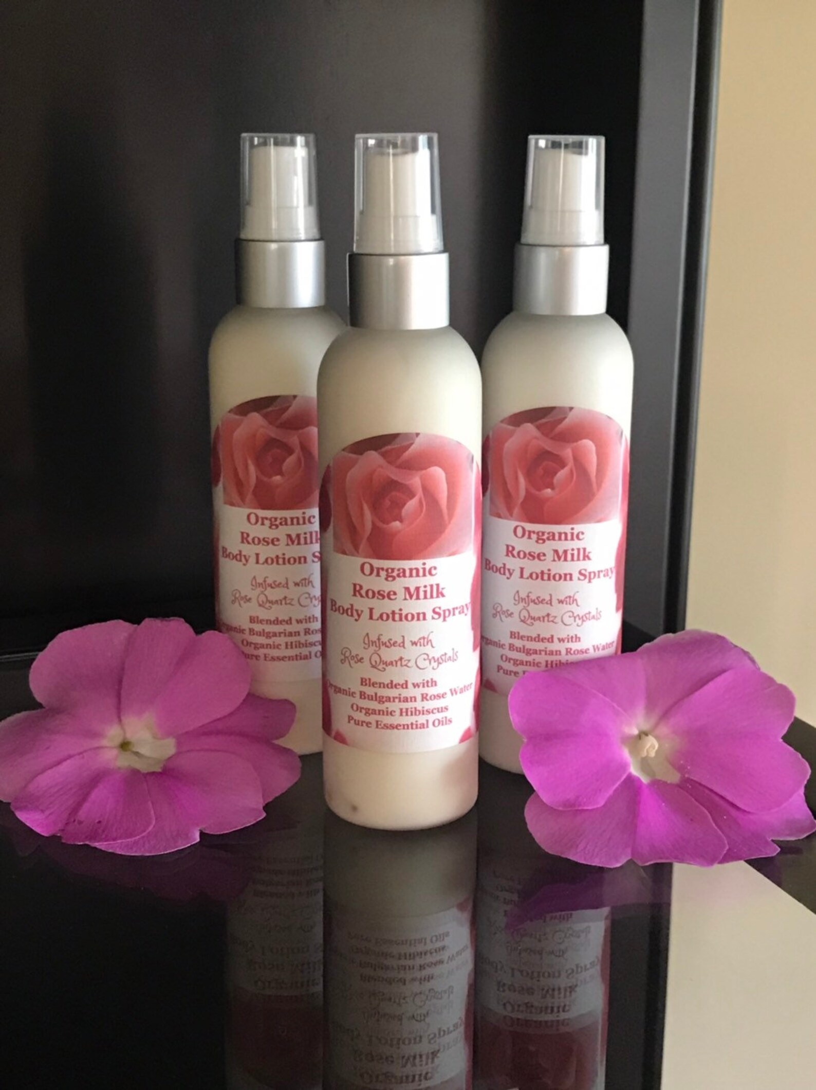 Organic Rose Milk Body Lotion Spray Infused With Rose Quartz Etsy