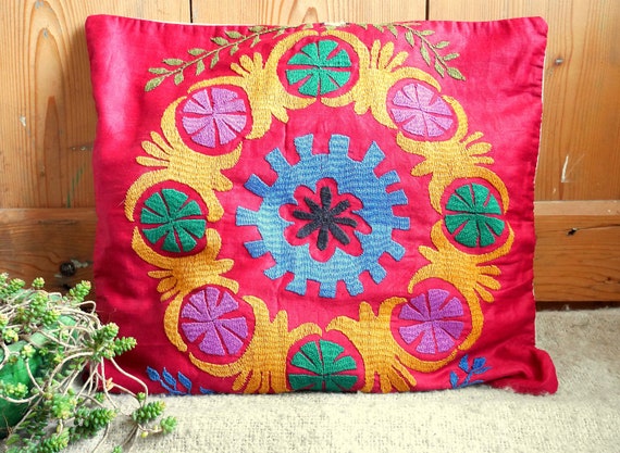 Ethnic Suzani Pillow Cover Handmade Embroideries Boukhara Etsy