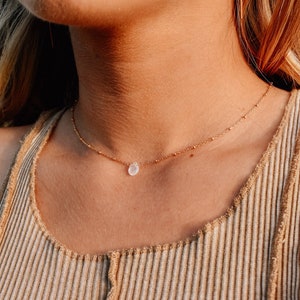 Dainty Moonstone necklace, Gold moonstone necklace, cute everyday necklace, gift for her, Simple and dainty moonstone necklace