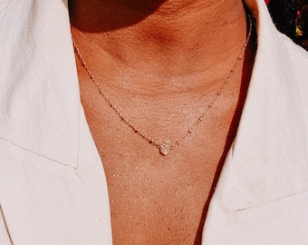 Herkimer Quartz gold necklace, clear crystal necklace, herkimer necklace, quartz necklace, manifesting necklaces
