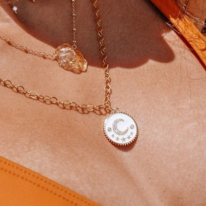 Crescent moon medallion necklace, moon medallion necklace, moon necklace, white medallion necklace, statement necklace