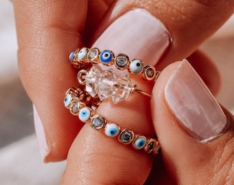 Cute evil eye ring, Adjustable ring, Multiple Turkish eye ring, Protection evil eye ring,
