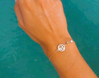 Gold OM Charm Bracelet Yoga and Meditation Inspired AAA Amazonite Gemstone String Braided Bracelets