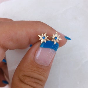 Stardust gold earrings, 10k gold star earrings, star gold earrings, hypoallergenic studs, screw back earrings