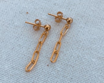 Gold Chain Earrings, 14k Gold Filled Chain Earrings, Gold Stud Earrings Chain, gold earrings