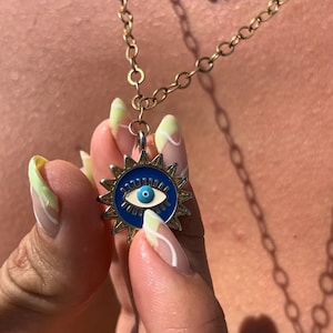 Evil eye necklace, evil eye choker, Turkish eye necklace, evil eye necklace gold, charm necklace, dainty necklace, gold filled necklace