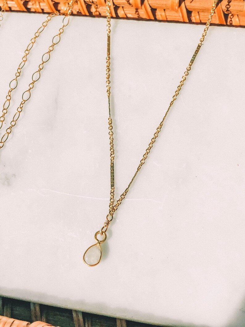 Dainty Necklace Moonstone Necklace Gold Moonstone Necklace Moonstone Crystal Necklace Gift for her