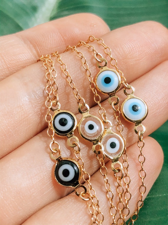 Evil Eye Bracelet Mini Evil Eye Bracelet Protection Bracelet Good Luck Bracelet Gold Filled Chain Evil Eye Jewelry Etsy
