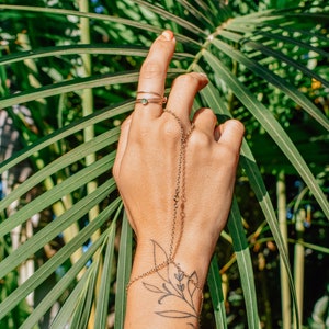 Delicate gold Hand chain, dainty ring hand bracelet, delicate hand chain bracelet